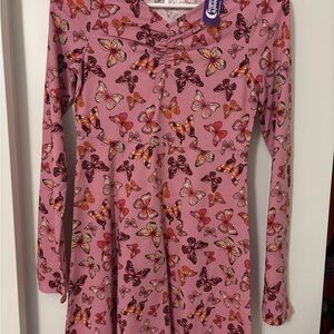 Butterfly Print Long Sleeve Girl’s Dress